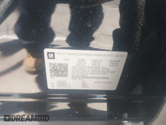 ✅ 2021 Chevrolet Blazer LT • VIN: 3GNKBBRA0MS553005 • Лот: 42338956. Опубликован ранее на IAAI с пробегом 93 185 миль. Бесплатный доступ к архиву аукционных продаж из США и подробный отчёт об истории автомобиля на DreamBid. Изображение 9.