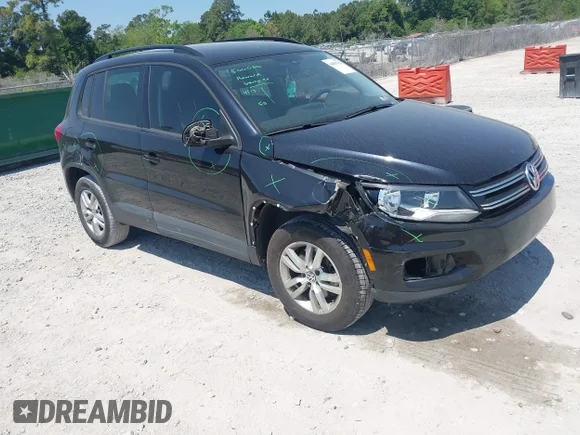 ✅ 2017 Volkswagen Tiguan S • VIN: WVGAV7AX6HW510674 • Lot: 44887968. Listed on IAAI with 86,877 mi. Free auction sales archive from the USA and detailed vehicle history report at DreamBid. Image 1.